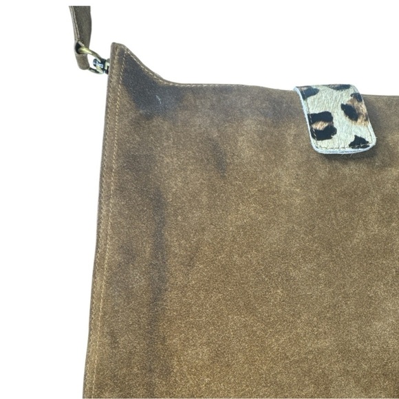 Jane & Marie Brown Suede Leopard Tote Shoulder Bag - Picture 9 of 16